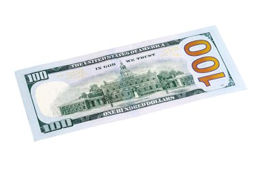 Yeni yüz dolarlık banknot arkasında yığılmış atış. 