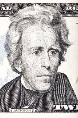 ABD Başkanı Andrew Jackson yirmi önünde portresi
