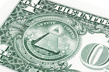 1 dolar üzerinden tüm gören göz yığını bill izole üzerinde beyaz