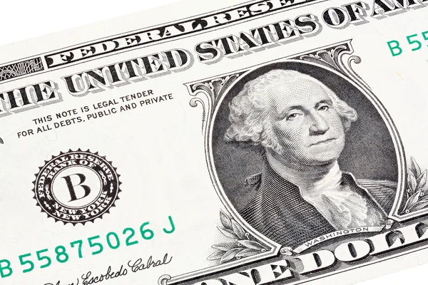 Gestapelde portret van George Washington in de buurt van zegel van Federal Reserve System. — Stockfoto