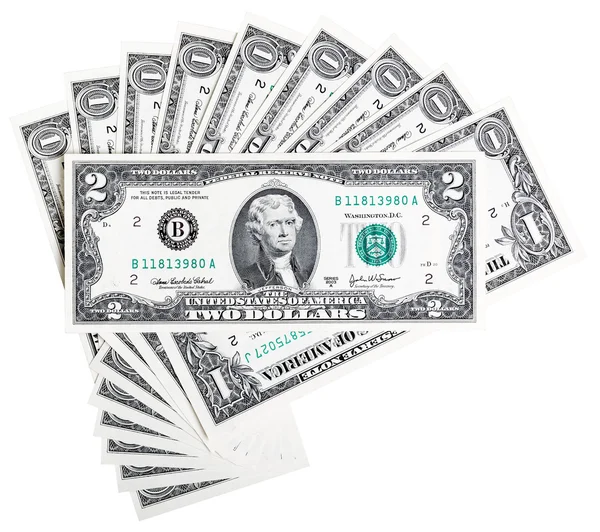 Two U.S. dollar bill, abstract background. — Stock Photo, Image