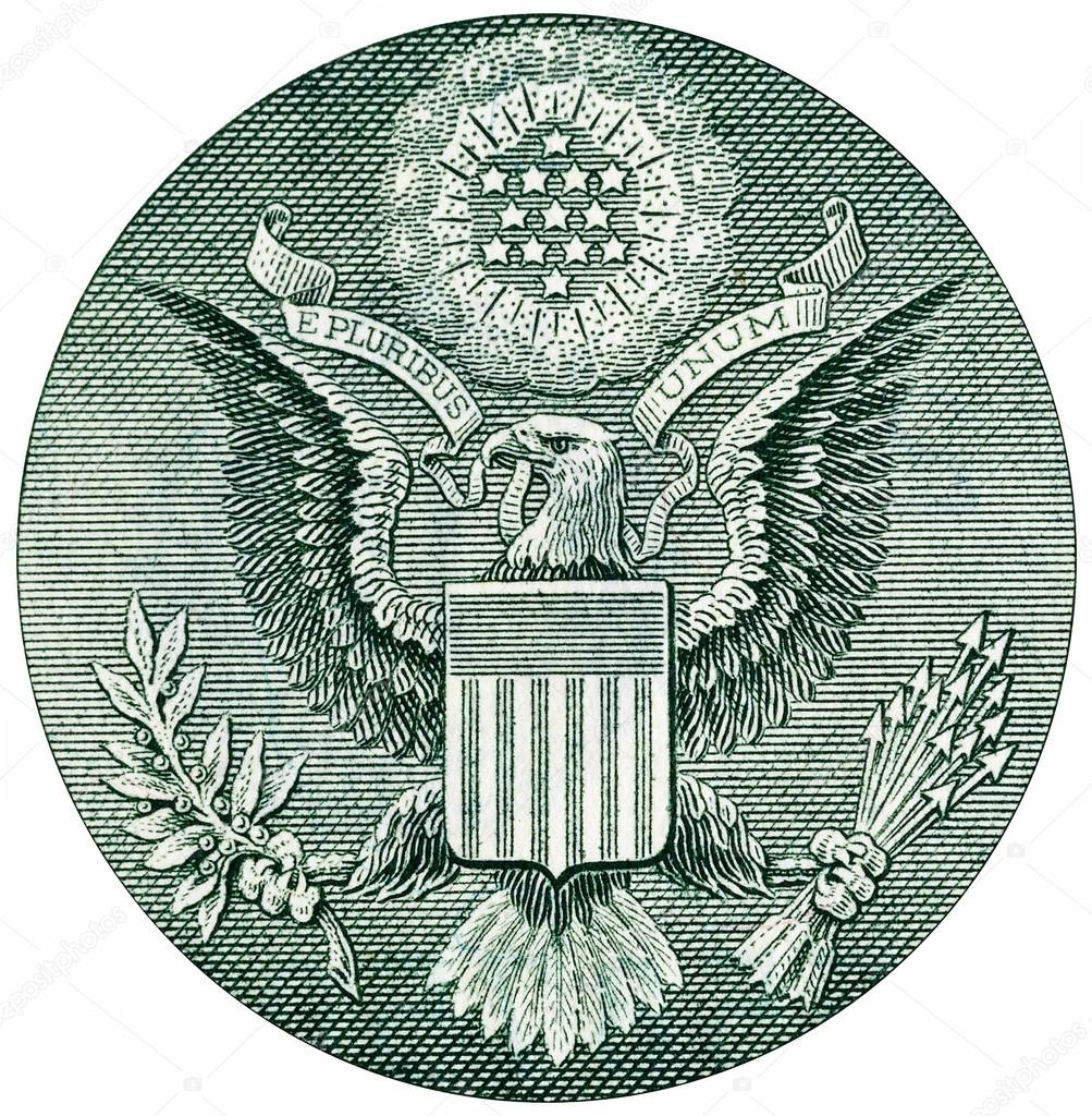 Eagle on one U.S. Dollar bill.