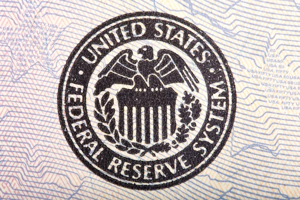 Federal Reserve ikonen på en femtio dollar bill. — Stockfoto