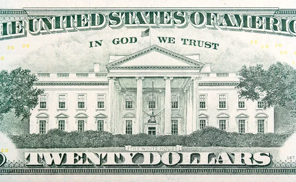 Casa Blanca en el billete de veinte dólares . — Foto de Stock