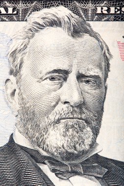 ABD'li devlet adamı, Ulysses S. Grant üzerinde makro portresi.