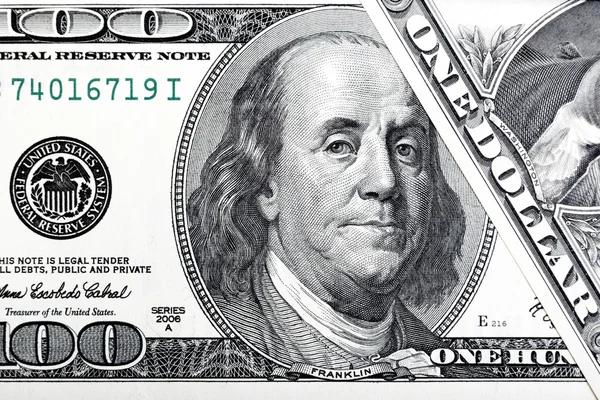 Abstracte portret van Benjamin Franklin van honderd dollar bill. — Stockfoto