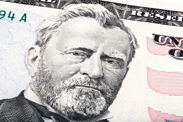 Prezident Ulysses S. Grant od padesáti dolarové bankovky. Skládané Foto — Stock fotografie