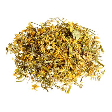 Beyaz izole kurutulmuş Melilotus officinalis (sarı tatlı yonca).