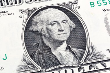 Bir dolar ayrıntılarını bill, George Washington ön planda. S