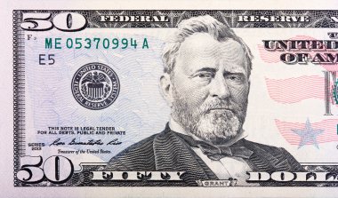 50 Doları ABD Hazine Bonosu görünümünü yakın çekim.