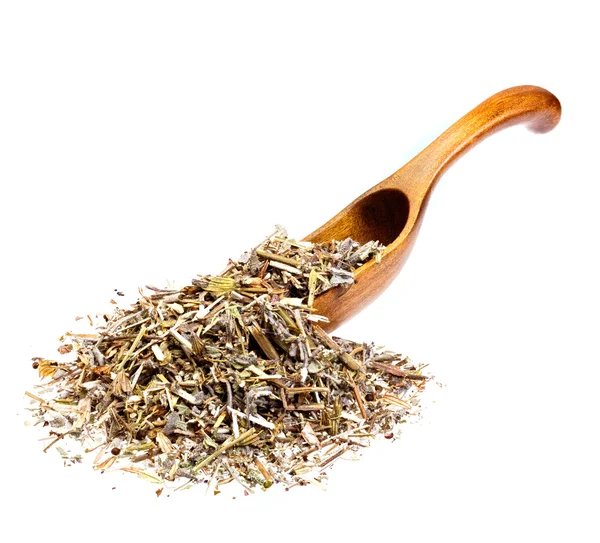 Dried Sage on the wooden spoon. — Stock Photo, Image