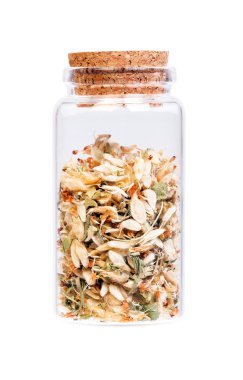 Astragalus çiçeklerin bir şişe ile Mantar tıpa tıp kök