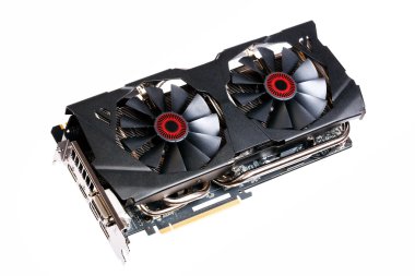 Beyaz izole hi-End (Hi-Fi) bilgisayar grafik (video) kartı.