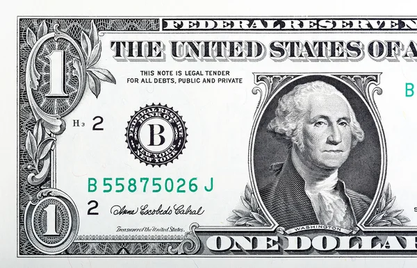 Close-up of a one dollar bill. — Stock Photo, Image