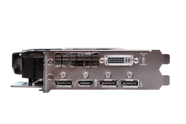 Professional gaming graphic card, connectors panel front view, i — Stock Photo, Image