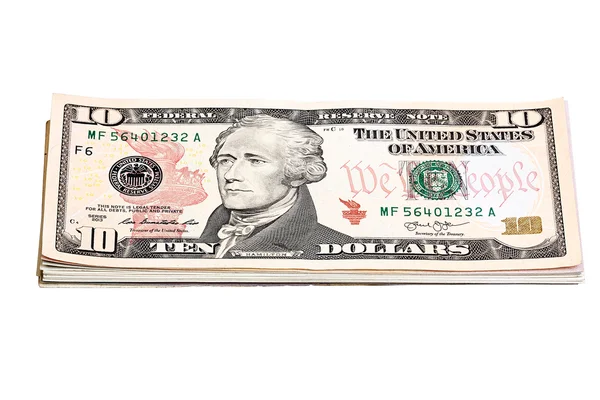 Währungshintergrund der Vereinigten Staaten - Zehn-Dollar-Scheine. — Stockfoto