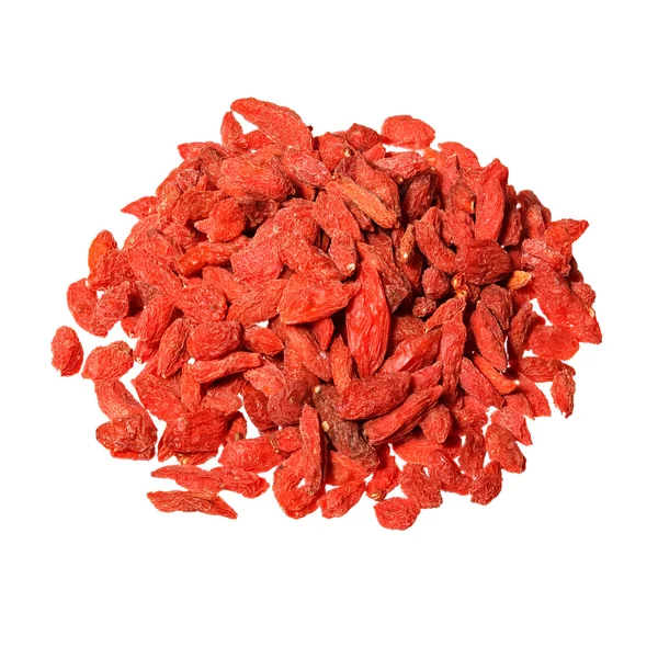 Heap of dried goji berries isolated on white background. — Stock Photo, Image