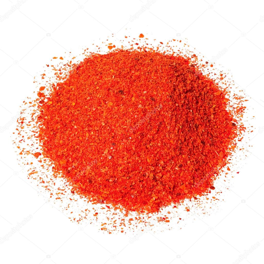 Pile of red chili pepper isolated on white.