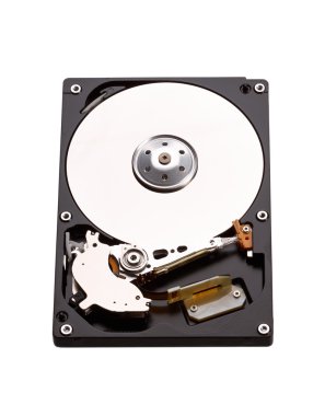 Beyaz arkaplanda izole edilmiş bir sabit disk.