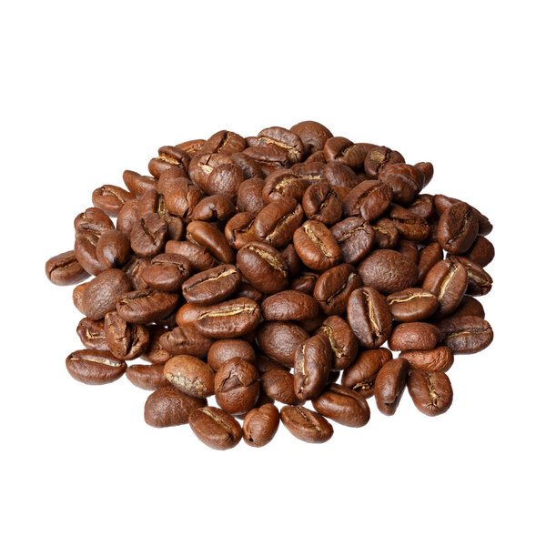 Colombia Excelso (gourmet coffee) on white background.