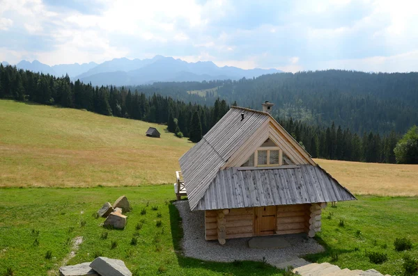 Berglandschap Houten Huis Tatra Polen — Stockfoto