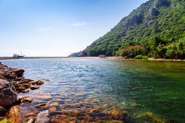 Olympos sahil Kemer Antalya Türkiye antik Yunan ve Roma antik kenti yakınındaki plaj