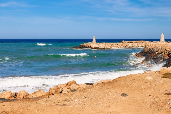 Beautiful panoramic sea view on Ayia Napa near of Cavo Greco, Cyprus island, Mediterranean Sea. Amazing blue green sea and sunny day.