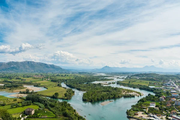 Vue près de la ville de Shkodar depuis le château de Rozafa, Albanie — Photo