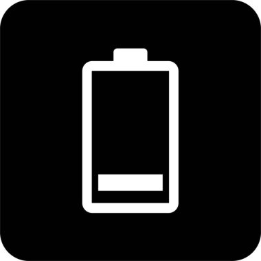 Kara Kare Batarya Simgesi, UI UX tasarımı için basit çizgi vektörü. Web sitesi ve mobil uygulama arayüzü ve navigasyon düğmesi simgesi