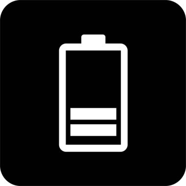 Kara Kare Batarya Vektör Simgesi, UI UX tasarımı için basit çizgi vektörü. Web sitesi ve mobil uygulama arayüzü ve navigasyon düğmesi simgesi