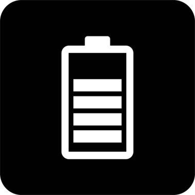 Kara Kare Batarya Simgesi (Vector), UI UX tasarımı için basit çizgi vektörü. Web sitesi ve mobil uygulama arayüzü ve navigasyon düğmesi simgesi