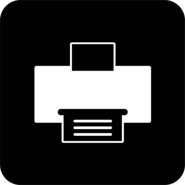 Siyah Kare Yazıcı Vektör Simgesi, UI UX tasarımı için basit çizgi vektörü. Web sitesi ve mobil uygulama arayüzü ve navigasyon düğmesi simgesi