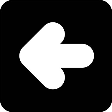 Sol Ok Siyah Kare Simge Vektörü, UI UX tasarımı için basit çizgi vektörü. Web sitesi ve mobil uygulama arayüzü ve navigasyon düğmesi simgesi