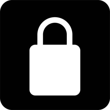 Siyah Kare Asma Kilit - Vektör Simgesi, UI UX tasarımı için basit çizgi vektörü. Web sitesi ve mobil uygulama arayüzü ve navigasyon düğmesi simgesi