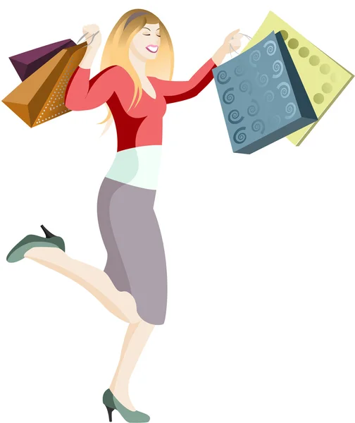 Mulher vetor de compras —  Vetores de Stock