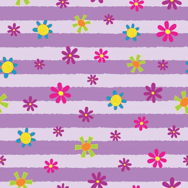 Das Lustige Florale Streifendesign Einem Nahtlosen Wiederholungsmuster Perfekt Für Den — Stockfoto