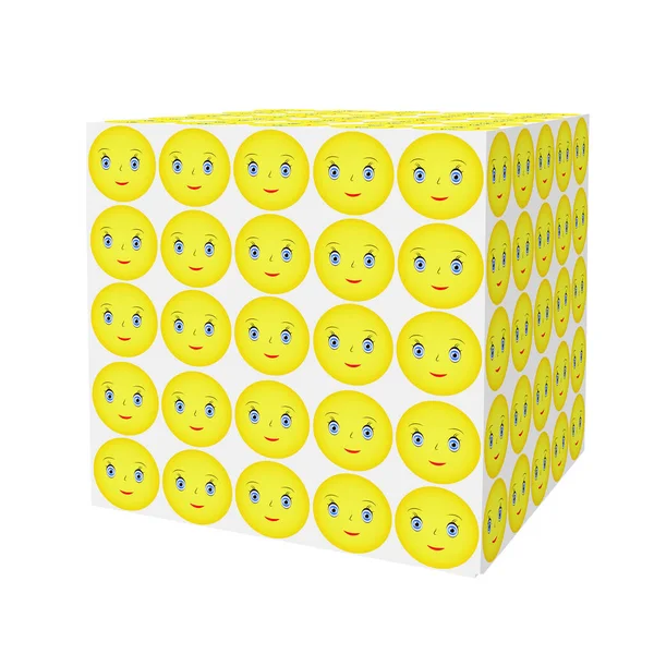 Детский Смешной Милый Ящик Рисунком Желтых Улыбок Счастливый Детский Символ — стоковое фото