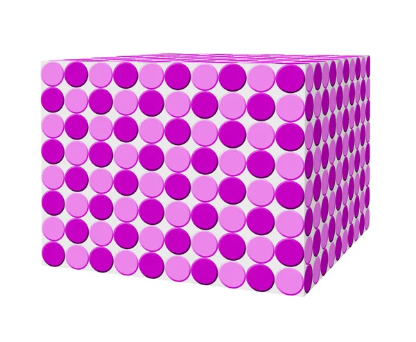 Objet Créé Par Pointillé Rose Violet Motif Cube Isolé Illustration — Photo