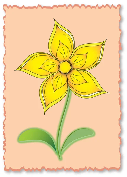 Pocztówka Kwiatem Marigold Bukiet Słonecznych Jasnych Żywych Żółtych Kolorach Czerwonym — Wektor stockowy