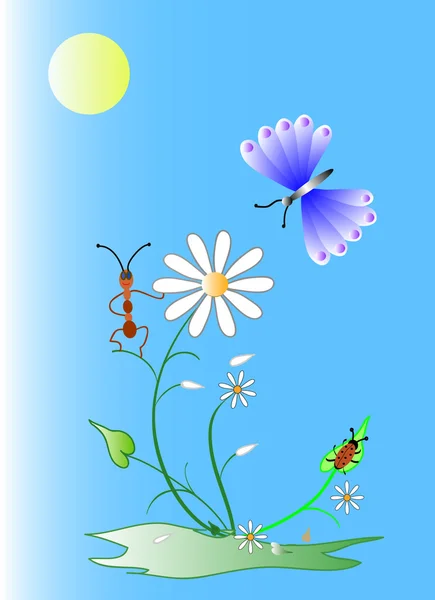 Insectos, fondo natural — Vector de stock