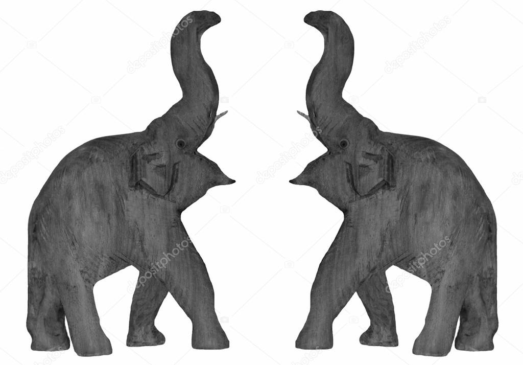 Two Wooden Elephants