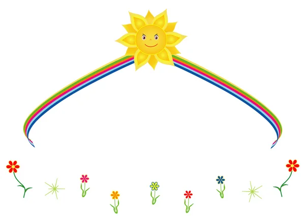 El sol con arco iris — Vector de stock