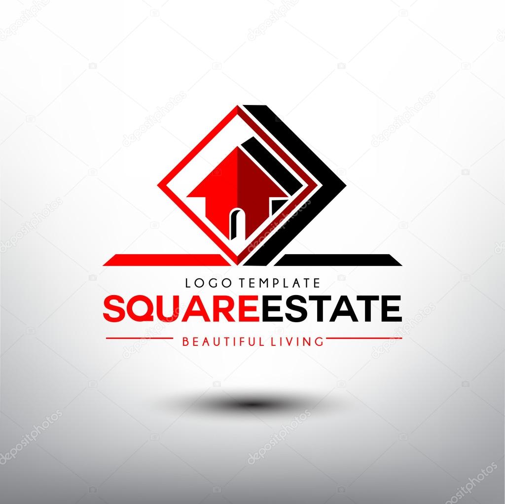 Real Estate vector logo design template. House in The Red Square concept icon.