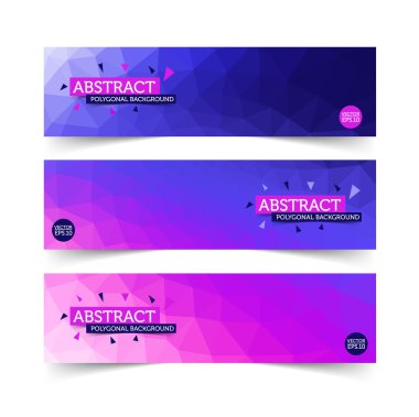 Soyut çokgen afiş kümesi 