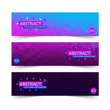 Soyut çokgen afiş kümesi 