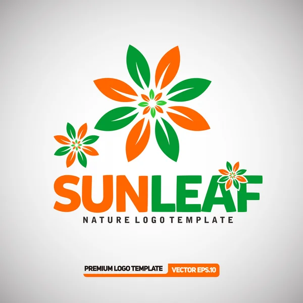 Plantilla de logotipo Sun leaf — Vector de stock