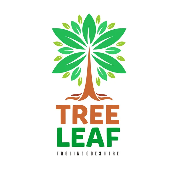 Templat logo pohon daun - Stok Vektor