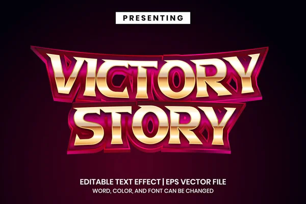 Victory Story Superhero Logo Film Gaya Efek Teks Yang Dapat - Stok Vektor
