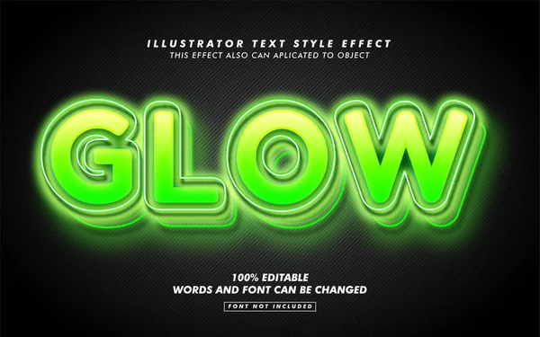Grün Glühende Text Stil Effekt Attrappe — Stockvektor