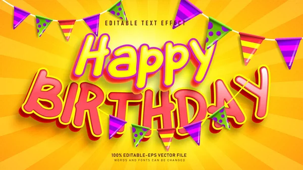 Happy Birthday Text Effect — Stock Vector